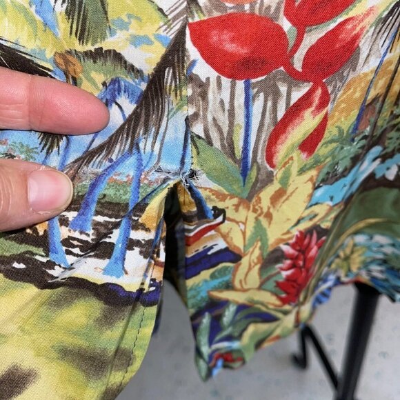 Reyn Spooner Dress Size Medium Vintage Rayon Hawaiian Print Peggy Chun Art Rare - Picture 6 of 13